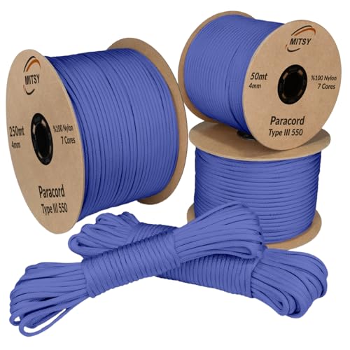 MITSY Paracord 4 mm 10 Meter Dunkelblau 100% Nylon Schnur für Hundeleine, Camping, Outdoor und Survival Ausrüstung mit 10m, 25m, 50m, 100m, 250m Paracord 550 Typ III 7 Kern MITSY Paracord 4 mm 10 Meter Dunkelblau 100% Nylon Schnur für Hundeleine, Camping, Outdoor und Survival Ausrüstung mit 10m, 25m, 50m, 100m, 250m Paracord 550 Typ III 7 Kern von MITSY