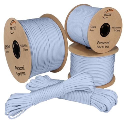 MITSY Paracord 4 mm 10 Meter EIS Blau 100% Nylon Schnur für Hundeleine, Camping, Outdoor und Survival Ausrüstung mit 10m, 25m, 50m, 100m, 250m Paracord 550 Typ III 7 Kern MITSY Paracord 4 mm 10 Meter EIS Blau 100% Nylon Schnur für Hundeleine, Camping, Outdoor und Survival Ausrüstung mit 10m, 25m, 50m, 100m, 250m Paracord 550 Typ III 7 Kern von MITSY