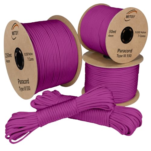 MITSY Paracord 4 mm 10 Meter Fuchsia 100% Nylon Schnur für Hundeleine, Camping, Outdoor und Survival Ausrüstung mit 10m, 25m, 50m, 100m, 250m Paracord 550 Typ III 7 Kern MITSY Paracord 4 mm 10 Meter Fuchsia 100% Nylon Schnur für Hundeleine, Camping, Outdoor und Survival Ausrüstung mit 10m, 25m, 50m, 100m, 250m Paracord 550 Typ III 7 Kern von MITSY