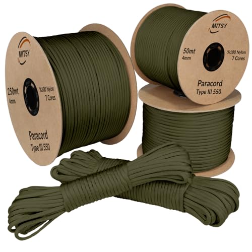MITSY Paracord 4 mm 10 Meter Khaki 100% Nylon Schnur für Hundeleine, Camping, Outdoor und Survival Ausrüstung mit 10m, 25m, 50m, 100m, 250m Paracord 550 Typ III 7 Kern MITSY Paracord 4 mm 10 Meter Khaki 100% Nylon Schnur für Hundeleine, Camping, Outdoor und Survival Ausrüstung mit 10m, 25m, 50m, 100m, 250m Paracord 550 Typ III 7 Kern von MITSY