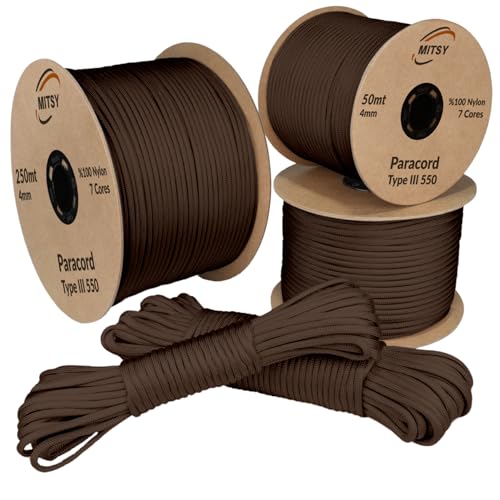 MITSY Paracord 4 mm 50 Meter Hell Braun 100% Nylon Schnur für Hundeleine, Camping, Outdoor und Survival Ausrüstung mit 10m, 25m, 50m, 100m, 250m Paracord 550 Typ III 7 Kern MITSY Paracord 4 mm 50 Meter Hell Braun 100% Nylon Schnur für Hundeleine, Camping, Outdoor und Survival Ausrüstung mit 10m, 25m, 50m, 100m, 250m Paracord 550 Typ III 7 Kern von MITSY