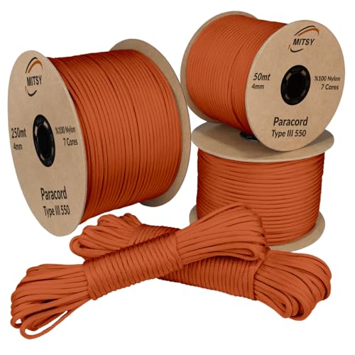 MITSY Paracord 4 mm 50 Meter Pastellmelonen 100% Nylon Schnur für Hundeleine, Camping, Outdoor und Survival Ausrüstung mit 10m, 25m, 50m, 100m, 250m Paracord 550 Typ III 7 Kern MITSY Paracord 4 mm 50 Meter Pastellmelonen 100% Nylon Schnur für Hundeleine, Camping, Outdoor und Survival Ausrüstung mit 10m, 25m, 50m, 100m, 250m Paracord 550 Typ III 7 Kern von MITSY