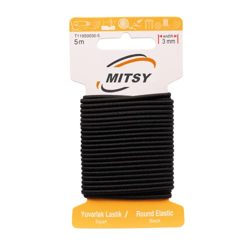 MITSY Reißfeste Gummiband Gummibänder zum Nähen Breit 3 mm Rund 5 m Schwarz Stark Gummilitze für Hosengummi Haushalt DIY Handwerk Stoffe zum Nahen MITSY Reißfeste Gummiband Gummibänder zum Nähen Breit 3 mm Rund 5 m Schwarz Stark Gummilitze für Hosengummi Haushalt DIY Handwerk Stoffe zum Nahen von MITSY
