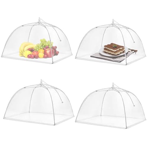 MITUMORMOR 4 Stück Abdeckhauben für Lebensmittel Faltbare, Mesh-Material Fliegenhaube, Fliegenhaube Abdeckhaube für Essen Kuchenabdeckung Fliegenschirm, Perfekter Fliegenschutz für Essen, Obst, BBQ von MITUMORMOR