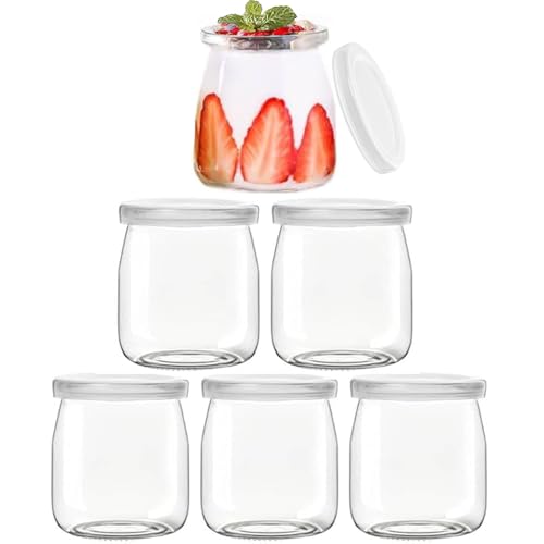 MITUMORMOR 6er Joghurtgläser mit Deckel, 150 ml Gläser Durchsichtige Dessertgläser Glas, Marmeladengläser, Klein Joghurtgläser, Mehrzweck Nachtisch Gläser für Joghurt,Nachtisch,Pudding von MITUMORMOR