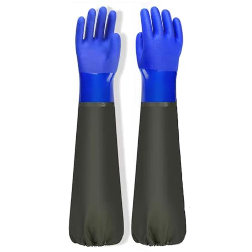 MITUMORMOR Teichhandschuhe Lang, 70cm Teichpflege Handschuhe, PU Handschuhe Sandstrahlen, Wasserdicht Handschuhe, Fischerhandschuhe von MITUMORMOR