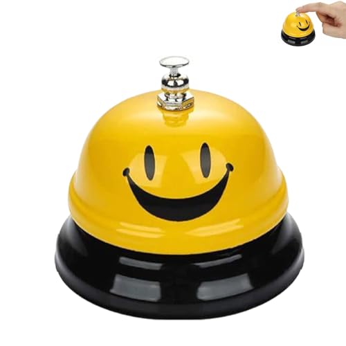 MITUMORMOR Tischglocke Metall Tischklingel, Glocken-Tischklingel Glocken Service Bell, Rezeptions Glocken-Anrufsglocke Rezeptionsklingel mit Knackigem Klingeln für Küche, Restaurant, Bar (Gelb) von MITUMORMOR