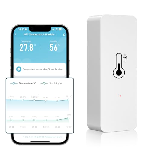 AVATTO WLAN Hygrometer Thermometer Sensor Innen, kabelloser Smart Temperatur und Feuchtigkeitsmonitor mit Remote App Benachrichtigungsalarm Kompatibel mit Alexa, Google Home AVATTO WLAN Hygrometer Thermometer Sensor Innen, kabelloser Smart Temperatur und Feuchtigkeitsmonitor mit Remote App Benachrichtigungsalarm Kompatibel mit Alexa, Google Home von MIUCDA