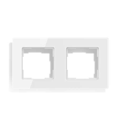 MIUCDA 2-Fach Kristallglasrahmen für 55x55 MIUCDA-Rollladenschalter, Thermostat, Lichtschalter und Steckdosen, Kristallglas-Rahmenplatte (abgerundeter Innenrahmen) von MIUCDA