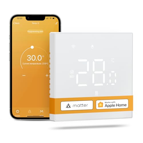 MIUCDA Matter Smart Thermostat für Elektrische Fußbodenheizung WLAN Wandthermostat WiFi Raumthermostat Digital Heizungsthermostat mit Homekit, Alexa, Google Home, SmartThing MIUCDA Matter Smart Thermostat für Elektrische Fußbodenheizung WLAN Wandthermostat WiFi Raumthermostat Digital Heizungsthermostat mit Homekit, Alexa, Google Home, SmartThing von MIUCDA