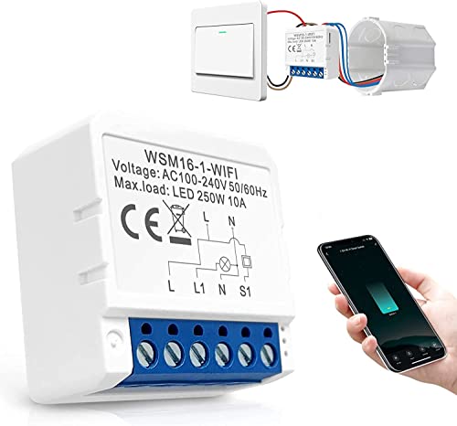 MIUCDA Smart Lichtschalter Modul 1 Wege WiFi Mini DIY Schalter Unterstützung Zwei-Wege-Steuerung Smart Switch Kompatibel mit Alexa Google Home Tuya/Smart Life APP MIUCDA Smart Lichtschalter Modul 1 Wege WiFi Mini DIY Schalter Unterstützung Zwei-Wege-Steuerung Smart Switch Kompatibel mit Alexa Google Home Tuya/Smart Life APP von MIUCDA