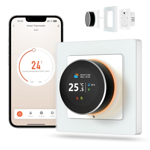 MIUCDA Smart Thermostat Wasser Fussbodenheizung WiFi Drehknopf Raumthermostat Digital Heizungsthermostat Kompatibel mit Alexa, Google Home von MIUCDA