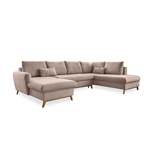 MIUFORM Ecksofa U-Form mit Schlaffunktion und Bettkasten | Scandic Lagom | Wohnlandschaft mit Schlaffunktion, Sofa U Form, Couch U Form, Wohnlandschaft U-Form (Beige, Rechts ausgerichtet) von MIUFORM