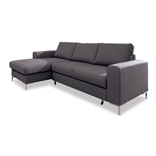 MIUFORM Ecksofa mit Schlaffunktion | Lofty Lilly | Wohnladschaft Couch Schlafcouch Wohnzimmer Gästezimmer | Metallfüße (Grau, Links ausgerichtet)… von MIUFORM