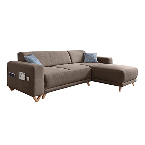 MIUFORM Ecksofa mit Schlaffunktion und Bettkasten Wendbar Wohnladschaft | Classy Sophie | Wohnladschaft Couch Schlafcouch (Taupe) von MIUFORM