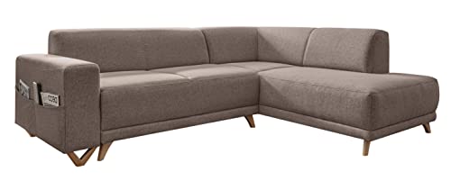 MIUFORM Ecksofa mit Schlaffunktion und Bettkasten Wohnladschaft | Classy Sophie L-Form | Wohnladschaft Couch L Form Schlafcouch (Taupe, Rechts ausgerichtet) von MIUFORM