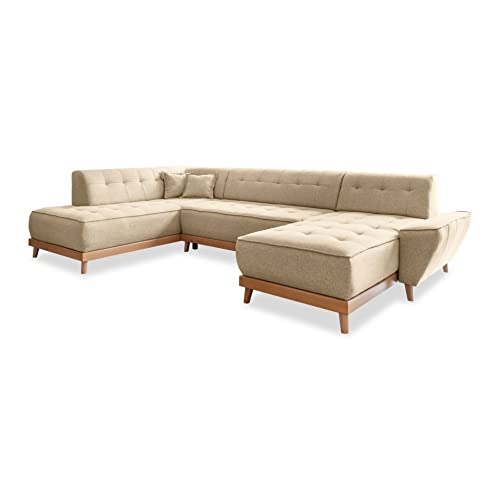 MIUFORM Ecksofa mit Schlaffunktion und Bettkasten Wohnladschaft | Dazzling Daisy U-Form | Wohnladschaft Couch U Form Schlafcouch (Beige, Links ausgerichtet) von MIUFORM