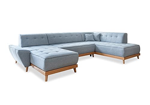 MIUFORM Ecksofa mit Schlaffunktion und Bettkasten Wohnladschaft | Dazzling Daisy U-Form | Wohnladschaft Couch U Form Schlafcouch (Hellgrau, Rechts ausgerichtet) von MIUFORM