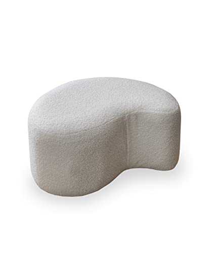 MIUFORM Pouf Hocker ǀ MIUF Sitzpouf ǀ Sitzhocker Fußbank Polsterhocker Wohnzimmer Schlafzimmer Vorzimmer Ankleidezimmer ǀ 68 x 64 x 36 cm ǀ Bouclé-Stoff (Beige) von MIUFORM