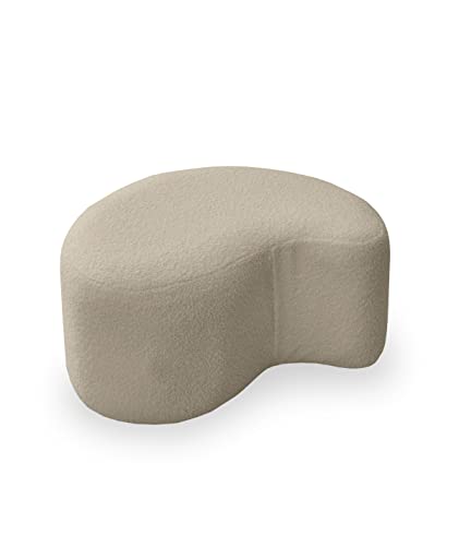 MIUFORM Pouf Hocker ǀ MIUF Sitzpouf ǀ Sitzhocker Fußbank Polsterhocker Wohnzimmer Schlafzimmer Vorzimmer Ankleidezimmer ǀ 68 x 64 x 36 cm ǀ Bouclé-Stoff (Creme) von MIUFORM