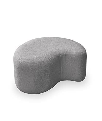 MIUFORM Pouf Hocker ǀ MIUF Sitzpouf ǀ Sitzhocker Fußbank Polsterhocker Wohnzimmer Schlafzimmer Vorzimmer Ankleidezimmer ǀ 68 x 64 x 36 cm ǀ Bouclé-Stoff (Hellgrau) von MIUFORM