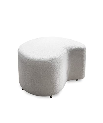 MIUFORM Pouf Hocker Rollen ǀ MIUF XL Sitzhocker ǀ Fußbank Räder ǀ Wohnzimmer Schlafzimmer Vorzimmer Ankleidezimmer ǀ 82 x 66 x 45cm ǀ Bouclé-Stoff (Beige) von MIUFORM