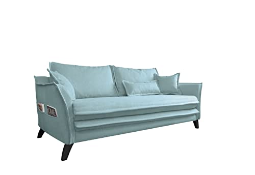 MIUFORM Sofa | Charming Charlie Sofa mit Holzfüße | Sofa mit Armlehnen | Wohnzimmer Heimbüro (Pastellblau) von MIUFORM