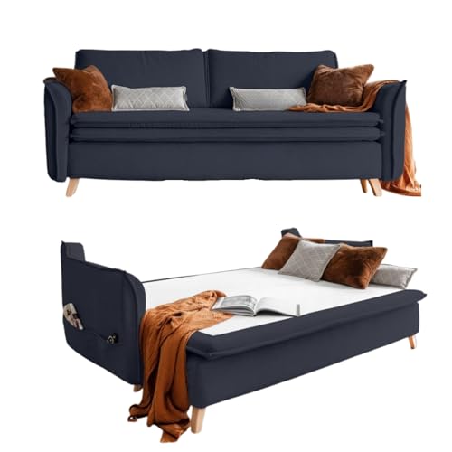 Schlafsofa mit Bettkasten, Schlafsofa Dauerschläfer - Big Sofa mit Schlaffunktion und Bettkasten, Schlafsofa mit Matratze, Sofabett, Schlafcouch mit Bettkasten, Schlafcouch Ausziehbar, Couch Anthrazit von MIUFORM