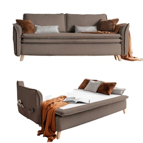 Schlafsofa mit Bettkasten, Schlafsofa Dauerschläfer - Big Sofa mit Schlaffunktion und Bettkasten, Schlafsofa mit Matratze, Sofabett, Schlafcouch mit Bettkasten, Schlafcouch Ausziehbar - Sofa Taupe von MIUFORM