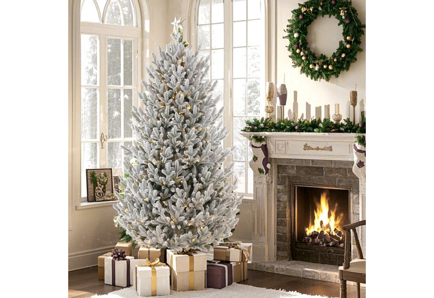 MIUI Künstlicher Weihnachtsbaum 180 cm mit 360° Drehfunktion und LED mit beleuchtung, Nordmanntanne, tannenbaum künstlicher weihnachtsbaum mit beleuchtung christmas tree von MIUI