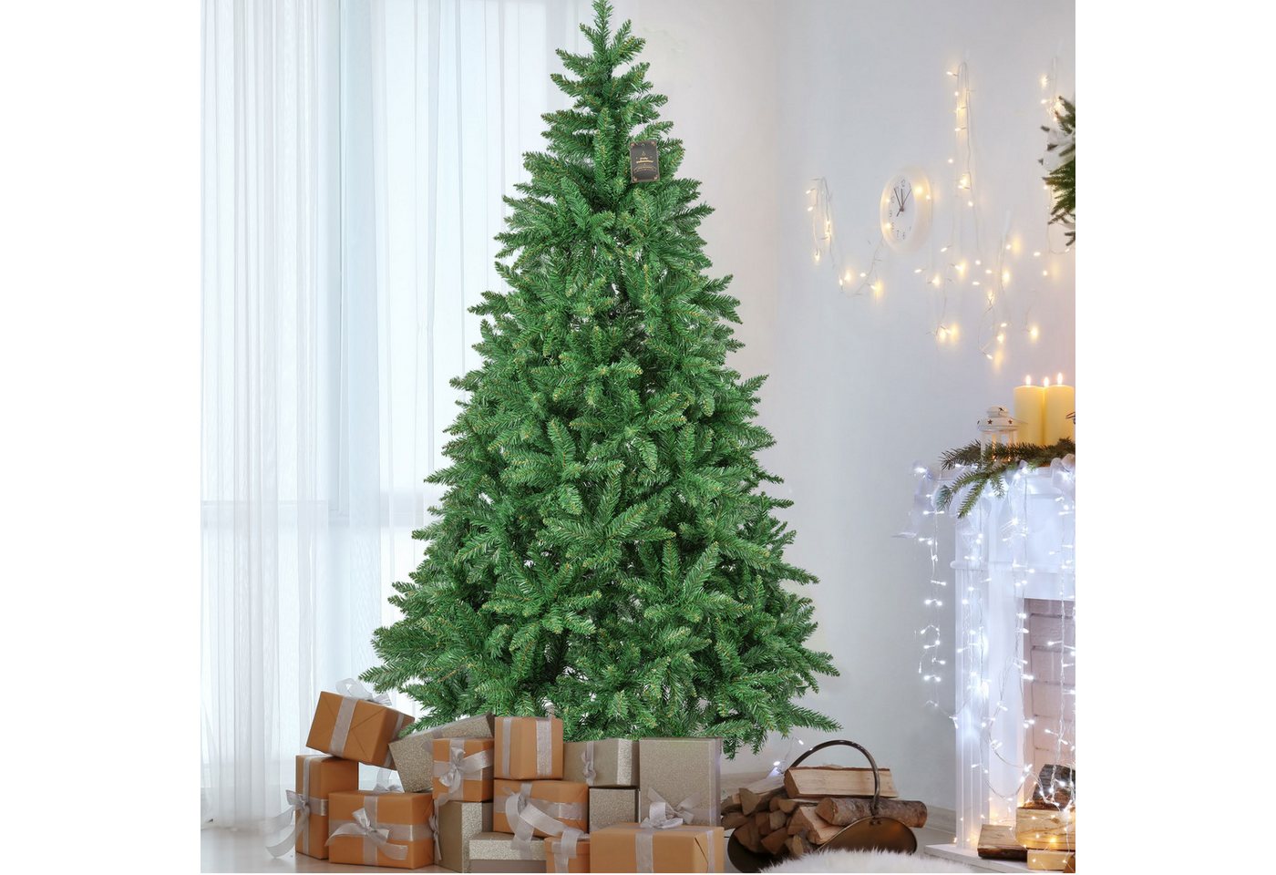 MIUI Künstlicher Weihnachtsbaum mit Beleuchtung, 210cm, Tannenbaum künstlich, PVC, Metallständer, Nordmanntanne, tannenbaum künstlicher weihnachtsbaum mit beleuchtung christmas tree von MIUI