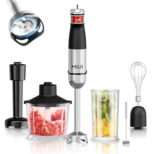 MIUI Stabmixer 6-in-1 Pürierstab Set Stufenlose Geschwindigkeitsregelung 1200W Edelstahl Hand Blender für Babynahrung, Suppe, Smoothies von MIUI
