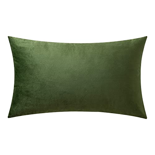 MIULEE 1 Stück Samt Kissenbezug Kissenhülle Dekorative Sofakissen Dekokissen Deko Couchkissen Zierkissen Bezug mit Verstecktem Reißverschluss für Sofa Schlafzimmer 30x50 cm Matcha Grün von MIULEE