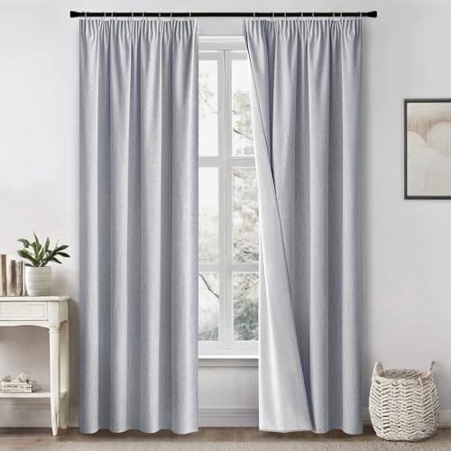 MIULEE 100% Blickdichte Vorhänge mit Kräuselband Leinenoptik, Verdunkelungsvorhang Gardinen Thermovorhang Kälteschutz Fenster Wohnzimmer Modern Schlafzimmer Balkontür, 2er Set,140X245CM, Blau MIULEE 100% Blickdichte Vorhänge mit Kräuselband Leinenoptik, Verdunkelungsvorhang Gardinen Thermovorhang Kälteschutz Fenster Wohnzimmer Modern Schlafzimmer Balkontür, 2er Set,140X245CM, Blau von MIULEE