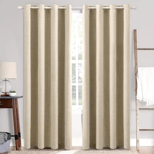 MIULEE Verdunklungsvorhänge mit ösen Gardinen Leinenoptik 2er Set 225 x 140 cm Taupe Vorhang Blickdicht mit Ösen Thermovorhang Kälteschutz Vorhänge Wohnzimmer Schlafzimmer Wärmeisolierend von MIULEE