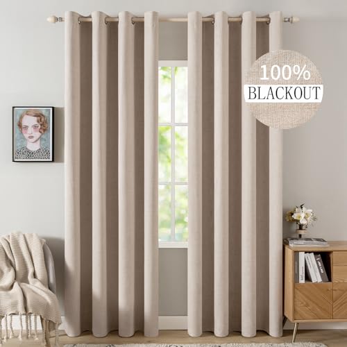 MIULEE Verdunklungsvorhänge mit ösen Gardinen Leinenoptik 2er Set 260 x 140 cm Beige Vorhang Blickdicht mit Ösen Thermovorhang Kälteschutz Vorhänge Wohnzimmer Schlafzimmer Wärmeisolierend von MIULEE