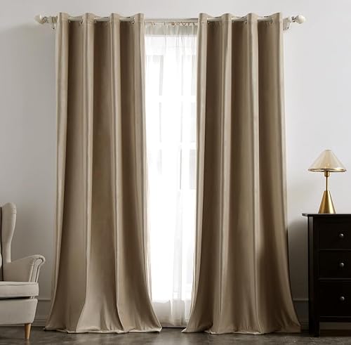 MIULEE Vorhänge Samt Kamel Beige mit Ösen, Superweich Gardinen Samt für Deko Schlafzimmer, Samtvorhang Thermovorhang Hochwertige 280g/m², 2 Stück Dick Vorhang Blickdicht,2X 137 x 117 cm von MIULEE