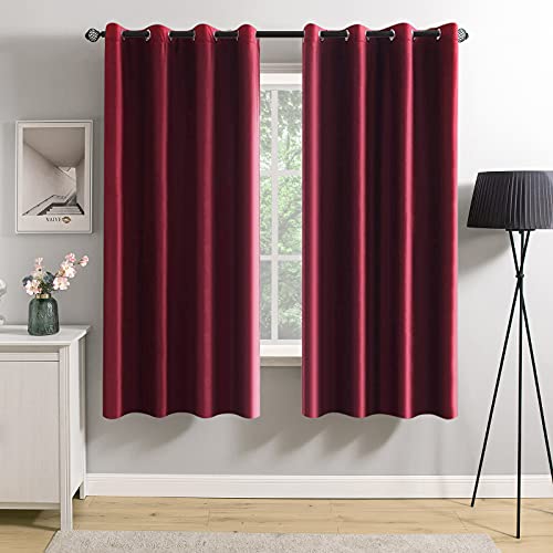 MIULEE Vorhänge Samt Rot mit Ösen, Wunderschön Weich Gardinen Samt für Deko Schlafzimmer, Samtvorhang Thermovorhang Hochwertige 280g/m², 2 Stück Dick Vorhang Blickdicht,2X 137 x 117 cm von MIULEE