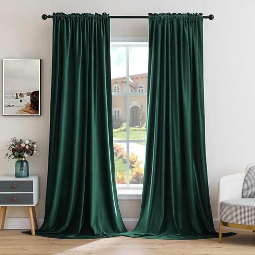 MIULEE 2 Stücke Samtvorhänge Blickdicht Verdunklungsvorhang Stangedurchzug Vorhang Gardinen Samtige Verdunkelungsgardinen Schiebevorhänge für Schlafzimmer Wohnzimmer 140 x 225 cm(B x H) Smaragdgrün von MIULEE