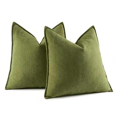MIULEE 2er Kissenbezug 45x45 Matcha Grün Chenille Kissenbezüge Kissenhülle Sofakissen dekokissen zierkissen Elegantes Design für Couch Sofa Wohnzimmer von MIULEE