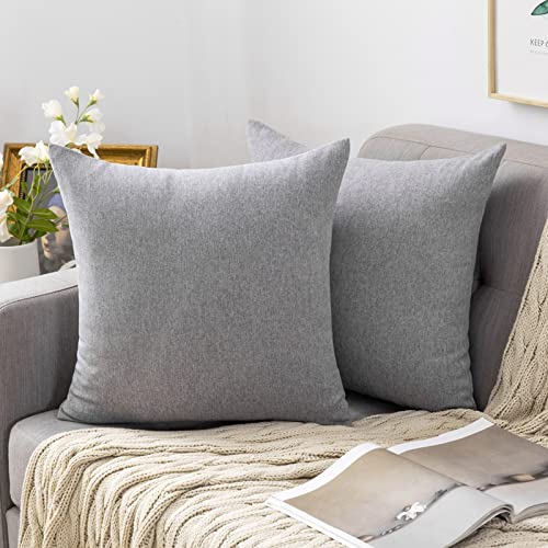 MIULEE 2er Set Kissenbezüge Kissenhülle Leinen-Optik Kissenbezug Dekokissen Dekorativ Weich Sofakissen Couchkissen für Sofa Schlafzimmer mit Verstecktem Reißverschluss 60x60 cm Grau von MIULEE