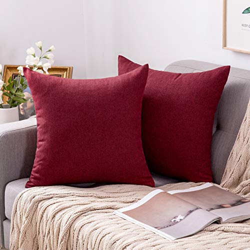 MIULEE 2er Set Kissenbezug Kissenhülle Leinen-Optik Kissenbezüge Dekokissen Dekorativ Weich Sofakissen Zierkissen Couchkissen Kissen für Sofa Schlafzimmer 50x50 cm Cranberry Red von MIULEE