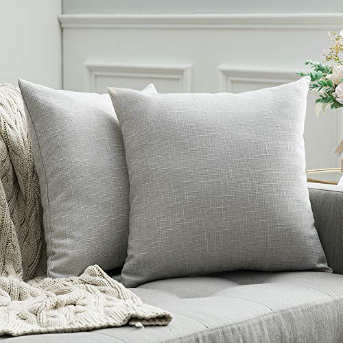 MIULEE Kissenbezüge Kissenhülle Dekokissen Leinen-Optik Dekorative Kissenbezug Sofakissen Couchkissen Deko Kreuz mit Verstecktem Reißverschluss für Sofa Schlafzimmer 2er Set 40x40 cm Weiß und Grau von MIULEE