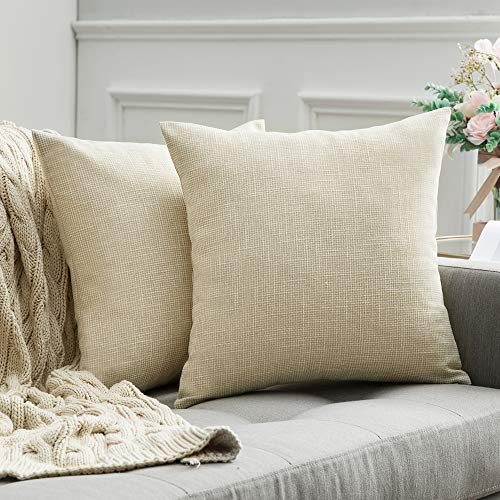 MIULEE Weihnachten Kissenbezüge Kissenhülle Dekokissen Leinen-Optik Dekorative Kissenbezug Sofakissen Couchkissen Deko Kreuz mit Verstecktem Reißverschluss für Schlafzimmer 2er Set 50x50 cm Creme Weiß von MIULEE