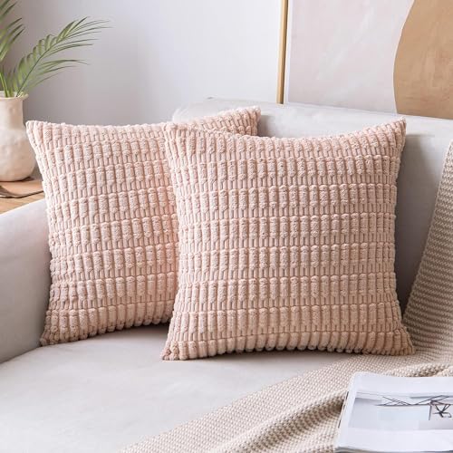 MIULEE 2er Set 40x40 cm Kordsamt Kissenbezüge Moderne Kissenhüllen Dekorative Sofakissen Dekokissen Weicher Zierkissenbezug für Wohnzimmer Sofa Schlafzimmer Boho Dekor Rosa von MIULEE