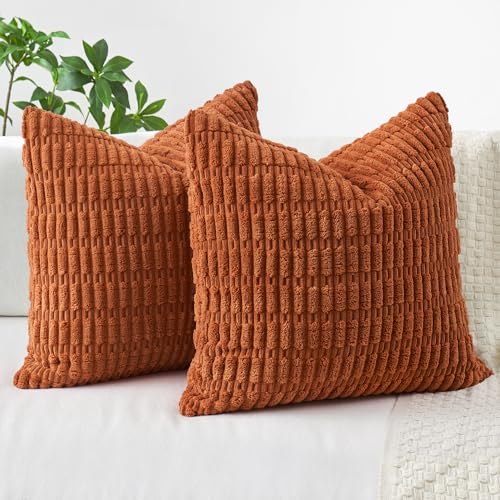 MIULEE 2er Set 50x50 cm Kordsamt Kissenbezüge Moderne Kissenhüllen Dekorative Sofakissen Dekokissen Weicher Zierkissenbezug für Wohnzimmer Sofa Schlafzimmer Boho Dekor Karamell von MIULEE