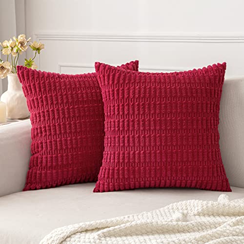 MIULEE 2er Set 50x50 cm Kordsamt Kissenbezüge Moderne Kissenhüllen Dekorative Sofakissen Dekokissen Weicher Zierkissenbezug für Wohnzimmer Sofa Schlafzimmer Boho Dekor Magenta von MIULEE