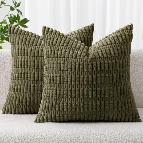 MIULEE 2er Set 50x50 cm Kordsamt Kissenbezüge Moderne Kissenhüllen Dekorative Sofakissen Dekokissen Weicher Zierkissenbezug für Wohnzimmer Sofa Schlafzimmer Boho Dekor Olivgrün MIULEE 2er Set 50x50 cm Kordsamt Kissenbezüge Moderne Kissenhüllen Dekorative Sofakissen Dekokissen Weicher Zierkissenbezug für Wohnzimmer Sofa Schlafzimmer Boho Dekor Olivgrün von MIULEE