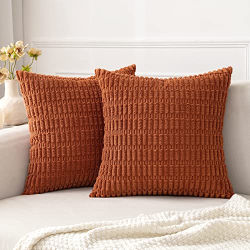 MIULEE 2er Set 60x60 cm Kordsamt Kissenbezüge Moderne Kissenhüllen Dekorative Sofakissen Dekokissen Weicher Zierkissenbezug für Wohnzimmer Sofa Schlafzimmer Boho Dekor Karamell von MIULEE