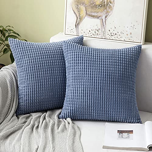 MIULEE 2er Set Kissenbezüge Kordsamt Dekokissen Kissenbezug Sofakissen Dekorativ Couchkissen Kissenhülle Bezug Weich für Wohnzimmer Schlafzimmer 40x40 cm, 16x16 Inch Blaues Cyan von MIULEE